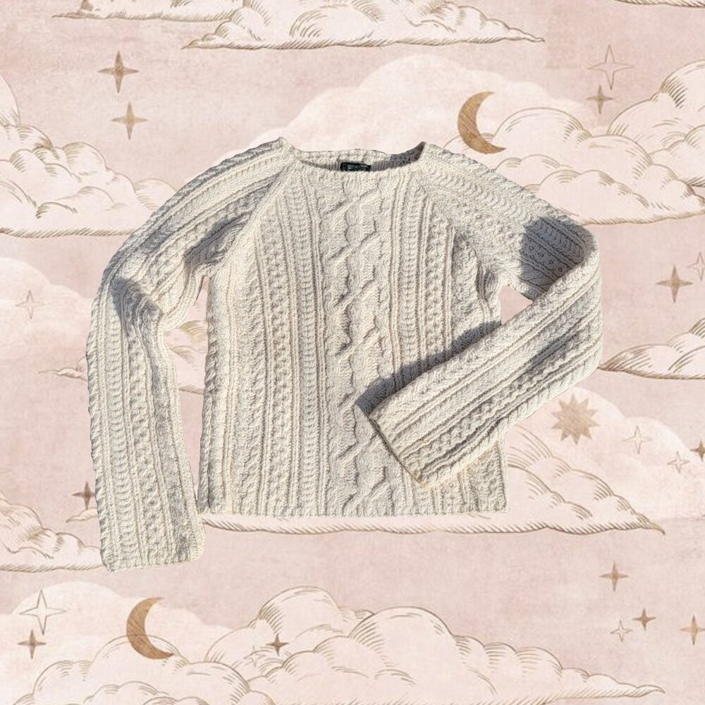 ✨🌷🌙☁️ Abercrombie & Fitch vintage 2000s chunky cream cableknit sweater 🩷🌿🌟⛅